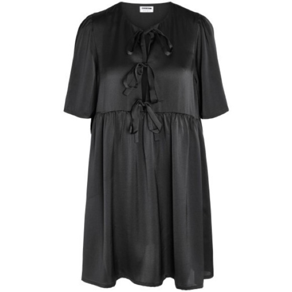 Noisy May Black Dress with Bow Accent